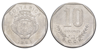 Коста-Рика 10 колонов 1985 KM 215.2 нержавеющая сталь 4646-247