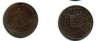 САКСЕ-КОБУРГ-ГОТА 1 ПФЕННИГ 1856 медь 00-00
