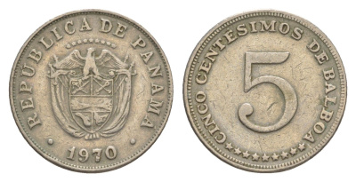 Панама 5 сентесимо 1970 KM 23.2 медно-никель 4644-636