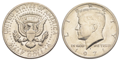 США 1/2 доллара (50 центов) 1971 D, Джон Кеннеди KM 202b медь плакированная медно-никелем aUNC 180-125