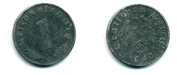 ГЕРМАНИЯ 1 РЕЙХСПФЕННИГ 1942 J цинк 46-2347