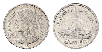 Таиланд 5 сатангов 1988 ВЕ 2531, Рама IX (1946-2016) Y 208 алюминий 46-2012