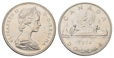 Канада 1 доллар 1972 Елизавета II (1952-2022), каноэ KM 76.1 никель 4565-916