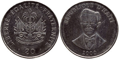 Гаити 20 сантимов 2000 Шарлемань Перальт KM 152а сталь плакированная никелем UNC 83-1733