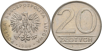 Польша 20 злотых 1986 MW Y 153.1 медно-никель 4187-644