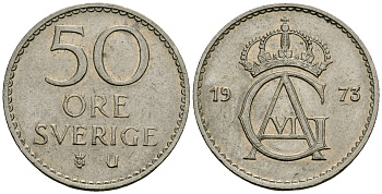 Швеция 50 эре 1973 Густав VI Адольф (1950-1973) KM 837 медно-никель 4167-351