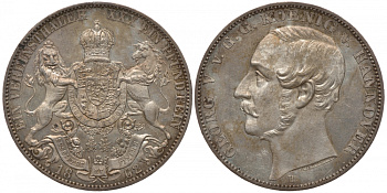 Брауншвейг-Каленберг-Ганновер 1 талер 1862 В, Георг V (1851-1866) КМ 230, AKS 144, Dav. 682, Kahnt 239, Thun 174 серебро 00-809-33