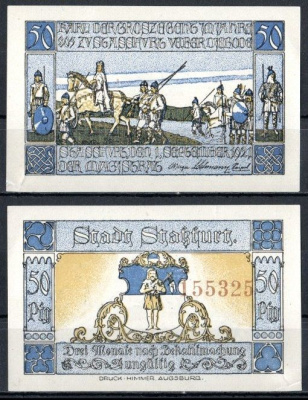 Штасфурт (Пруссия, Саксония) 50 пфеннигов 1921 серия по середине Mehl Grabowski 1256.3b-3/3 бумага UNC (пресс) 7556-65-1-1