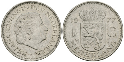 Нидерланды 1 гульден 1977 Юлиана (1948-1980) KM 184a никель 4579-545
