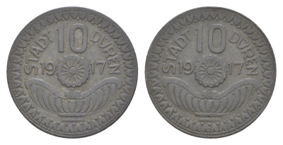 Дюрен 10 пфеннигов 1917 Funck 105.4, Men05 5807.5, Men18 7249.5 цинк 4638-127