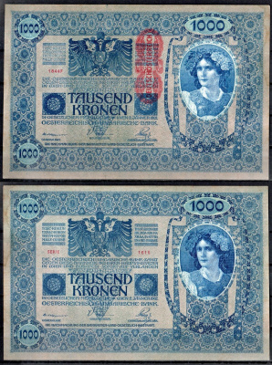 Австрия 1000 крон 1902 (1919) Pick 59 бумага UNC (пресс) 8613-9-1-1