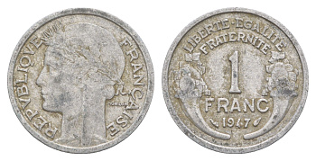 Франция 1 франк 1947 KM 885a алюминий 4641-1022