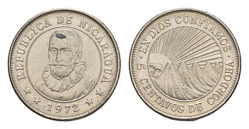 Никарагуа 5 сентаво 1972 KM 24.2a сталь плакированная никелем UNC 4640-957