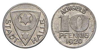Галле 10 пфеннигов 1920 Funck 187.1, Men05 10324.1 железо aUNC 3459-454