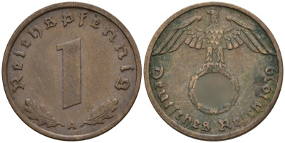 Германия 1 рейхспфенниг 1939 A KM 89, J. 361 бронза 4147-1133