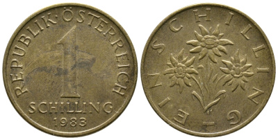 АВСТРИЯ 1 ШИЛЛИНГ 1983 KM 2886 алюминиевая бронза 36-1036