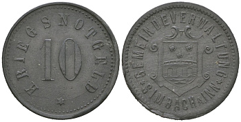 Зимбах-на-Инне (Бавария) 10 пфеннингов ND Funck 500.2, Men18 29390.2 цинк 4586-827