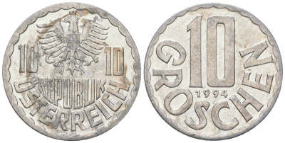 Австрия 10 грошей 1994 KM 2878 алюминий 4594-255