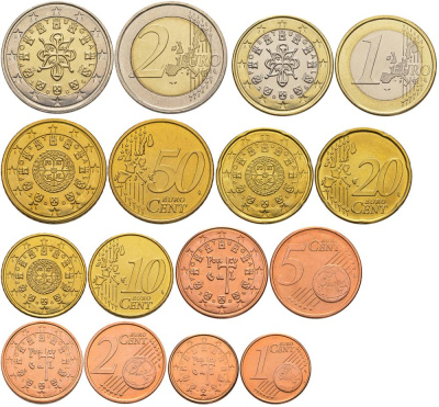 ПОРТУГАЛИЯ ЕВРОНАБОР ИЗ 8 МОНЕТ 2006 1, 2, 5, 10, 20, 50 ЕВРОЦЕНТОВ, 1 И 2 ЕВРО UNC 183-931