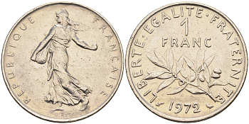 Франция 1 франк 1972 сеятель KM 925.1 никель    4177-254