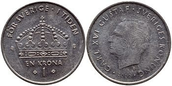 Швеция 1 крона 2002 Карл XVI Густав (1973- ) KM 894 медно-никель 4364-1233