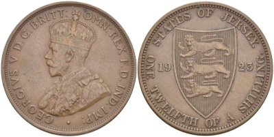Джерси 1/12 шиллинга 1923 Георг V (1910-1936) KM 12 бронза 4517-1032