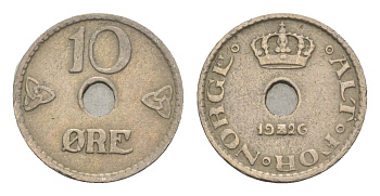 Норвегия 10 эре 1926 Хокон VII (1905-1957) KM 383 медно-никель 4651-434