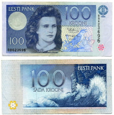 Эстония 100 крон 1994 Pick 79а, Сергеев 15 бумага 8615-10-3-2