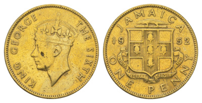 Ямайка 1 пенни 1952 KM 35 никель латунь 4628-622