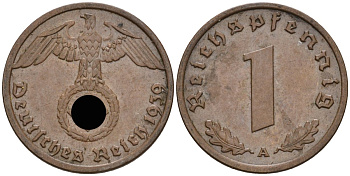 Германия 1 рейхспфенниг 1939 A KM 89, J 361 бронза 4396-1165