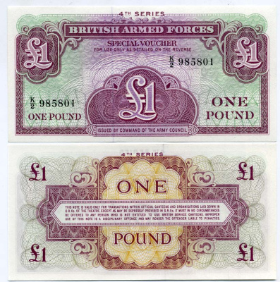 Англия 1 фунт 1962 для вооружённых сил Pick M36 a бумага UNC (пресс) 450-7-1