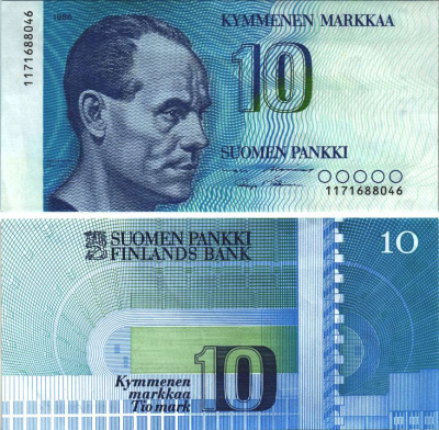 Финляндия 10 марок 1986 Пааво Нурми, Олимпийский стадион Pick 113а бумага XF 6283-37-1