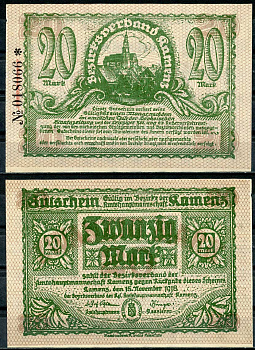 Германия, Каменц 20 марок 1918 нотгельд, 15.11.1918 Grabowski 262.02  бумага  UNC (пресс) 444-89-2-2