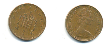 Великобритания 1 пенни 1971 Елизавета II (1952-2022) KM 915, Spink 4237 (B1) бронза 177-1113