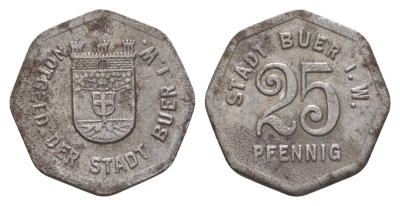 Бюр 25 пфеннигов ND Funck 64.2, Men05 3970.2, Men18 5029.2 железо 4659-367