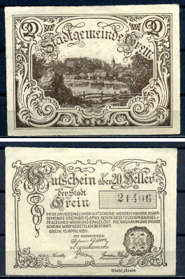 Грайн (Австрия) 20 геллеров 1920 бумага aUNC 7556-36-2-1
