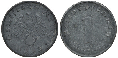 ГЕРМАНИЯ 1 РЕЙХСПФЕННИГ 1942 D J 369, KM 97 цинк 72-1669