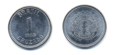 Бразилия 1 крузадо 1988 KM 605 нержавеющая сталь aUNC 76-737