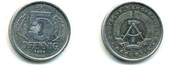 ГДР 5 пфеннигов 1979 A алюминий 4651-1128