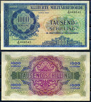 Австрия 1000 шиллингов 1941 марка Союзного военного командования Pick 111 бумага 451-633-2