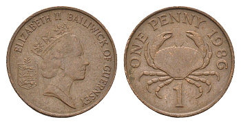 Гернси 1 пенни 1986 KM 40 бронза 4690-231