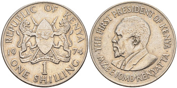 Кения 1 шиллинг 1974 Джомо Кениата KM 14 медно-никель 4126-943