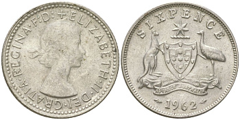 Австралия 6 пенсов 1962 Елизавета II (1952-2022) KM 58 серебро 4623-311