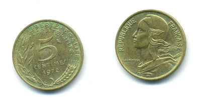 ФРАНЦИЯ 5 САНТИМОВ 1972 ТИП MARIANNE KM 933 медь алюминий никель 84-1534