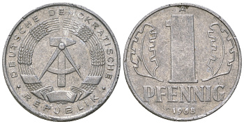 ГДР 1 пфенниг 1968 А КМ 8.1 алюминий 4615-1217
