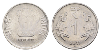 Индия 1 рупия 2011 "ромб" - Мумбаи KM 394 нержавеющая сталь 4647-962
