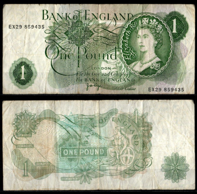 Великобритания 1 фунт ND (1960-1977) Pick 374 g бумага 8605-20-2-2