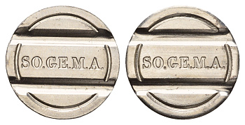 Италия жетон для игровых автоматов SO.GE.MA диаметр 24 мм, вес 5,4 гр нержавеющая сталь 4670-644
