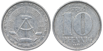 ГДР 10 пфеннигов 1971 А KM 10 алюминий 62-831