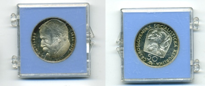 Чехословакия 50 крон 1972 50 лет со дня смерти Йозефа Вацлава Мысльбека, в оригинальной пластиковой коробке, печать KM 77 серебро PROOF 5-3-1-57